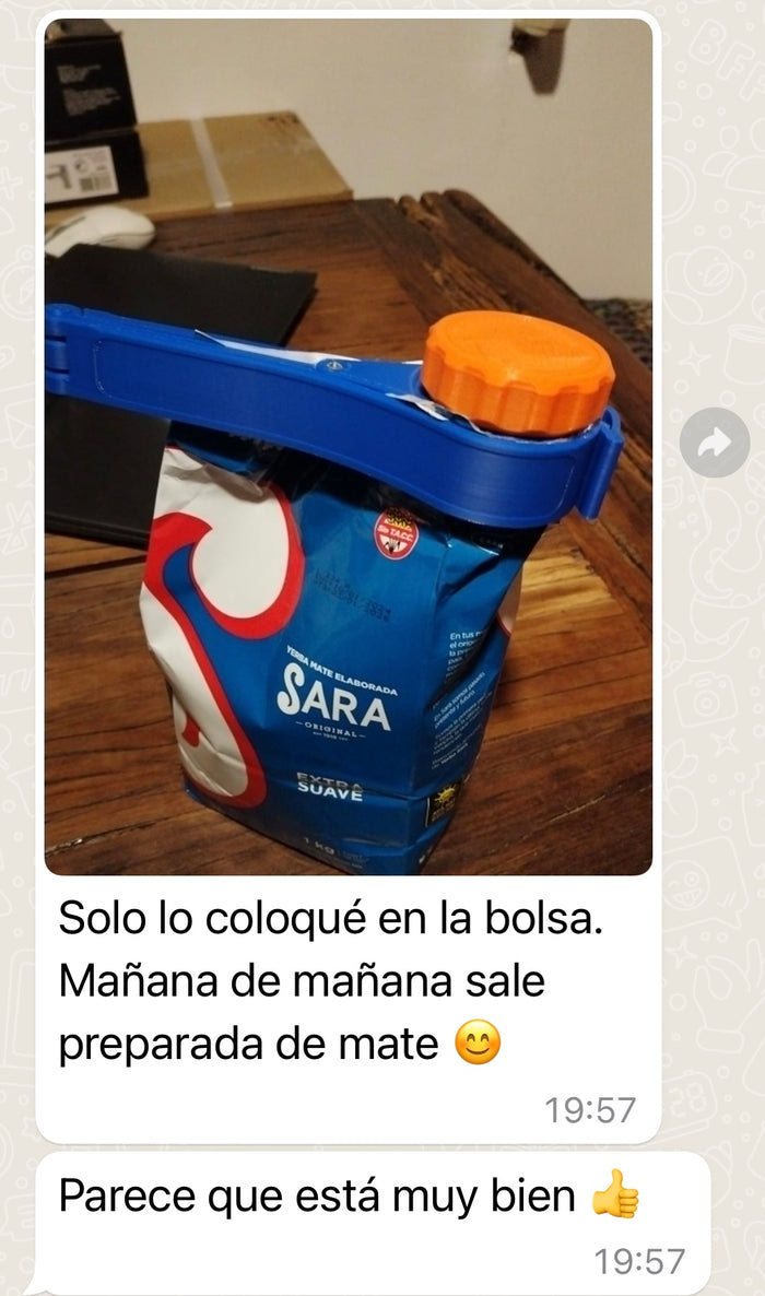 Mensaje de un cliente usando el clip en su paquete de yerba